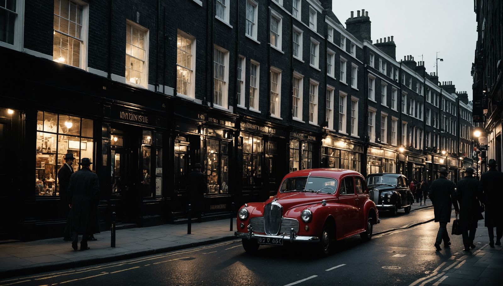 Film Noir London Soho Street at Night