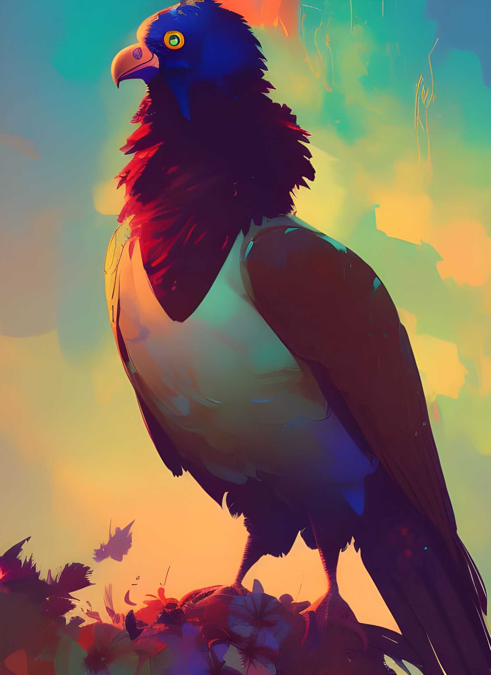 Anthropomorphic Turkey Vulture: Composite Art Masterpiece