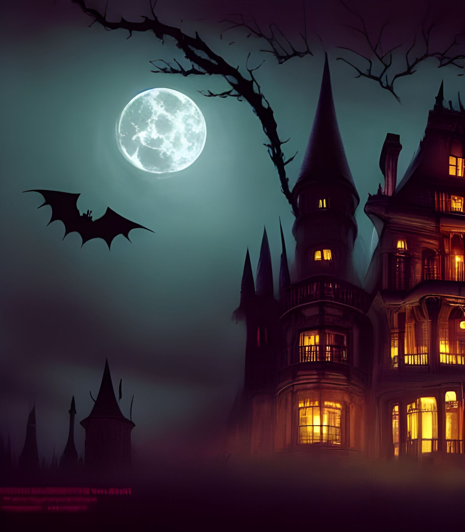 Haunted Victorian Palace: Eerie Horror in Hyperrealism