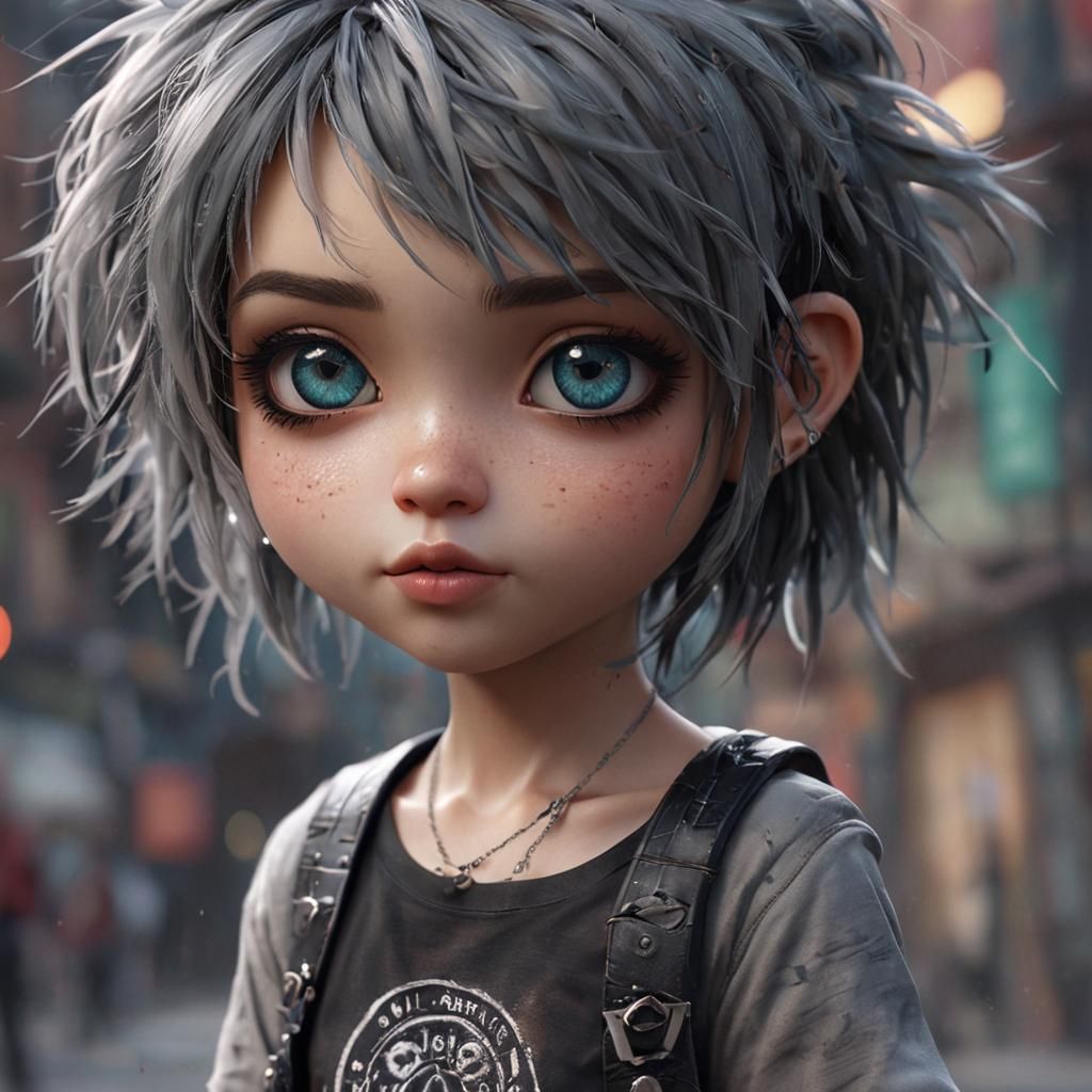 Chibi Street Dancer in Fairy Cityscape