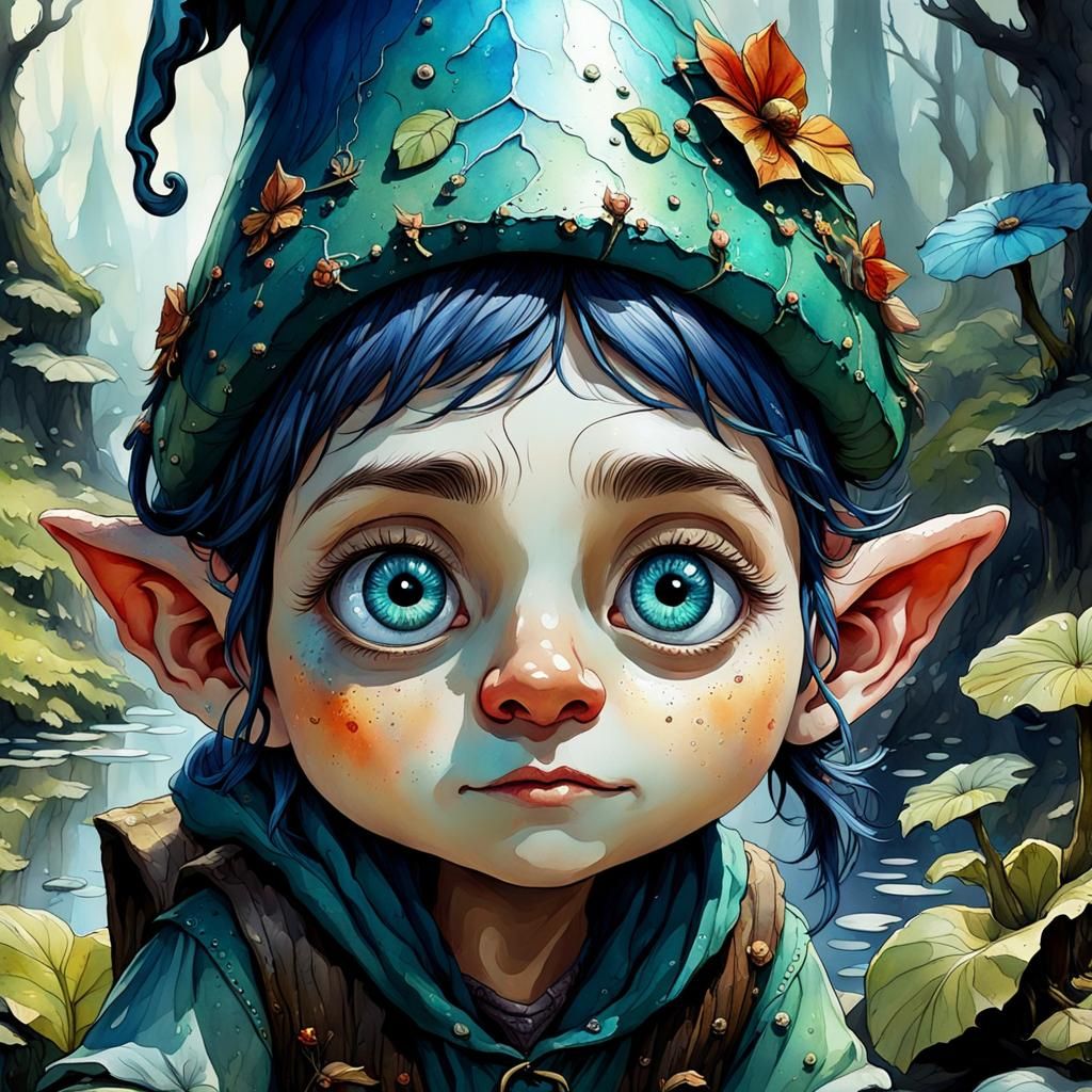 cute whimsical young gnome
