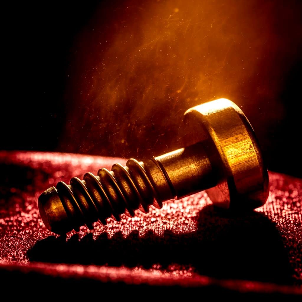 Antique Brass Screw on Crimson Velvet