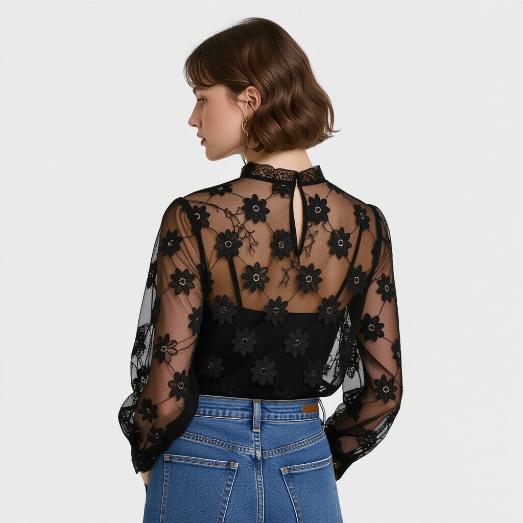 Sheer Floral Lace Blouse Elegance