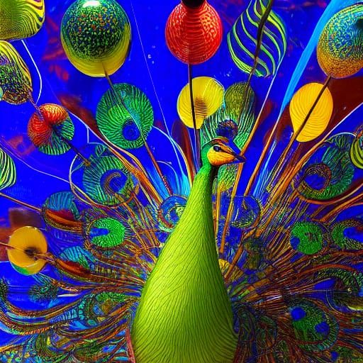Glass Peacocks: A Luminous Sculptural Masterpiece