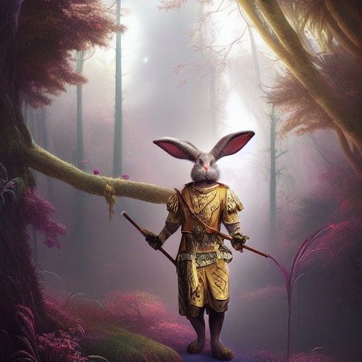 Rabbit King in Enchanted Forest: Digital Matte Painting