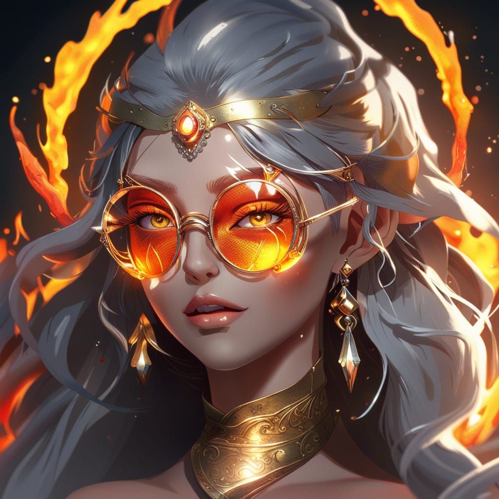Fiery Goddess Portrait in Splash Art Style