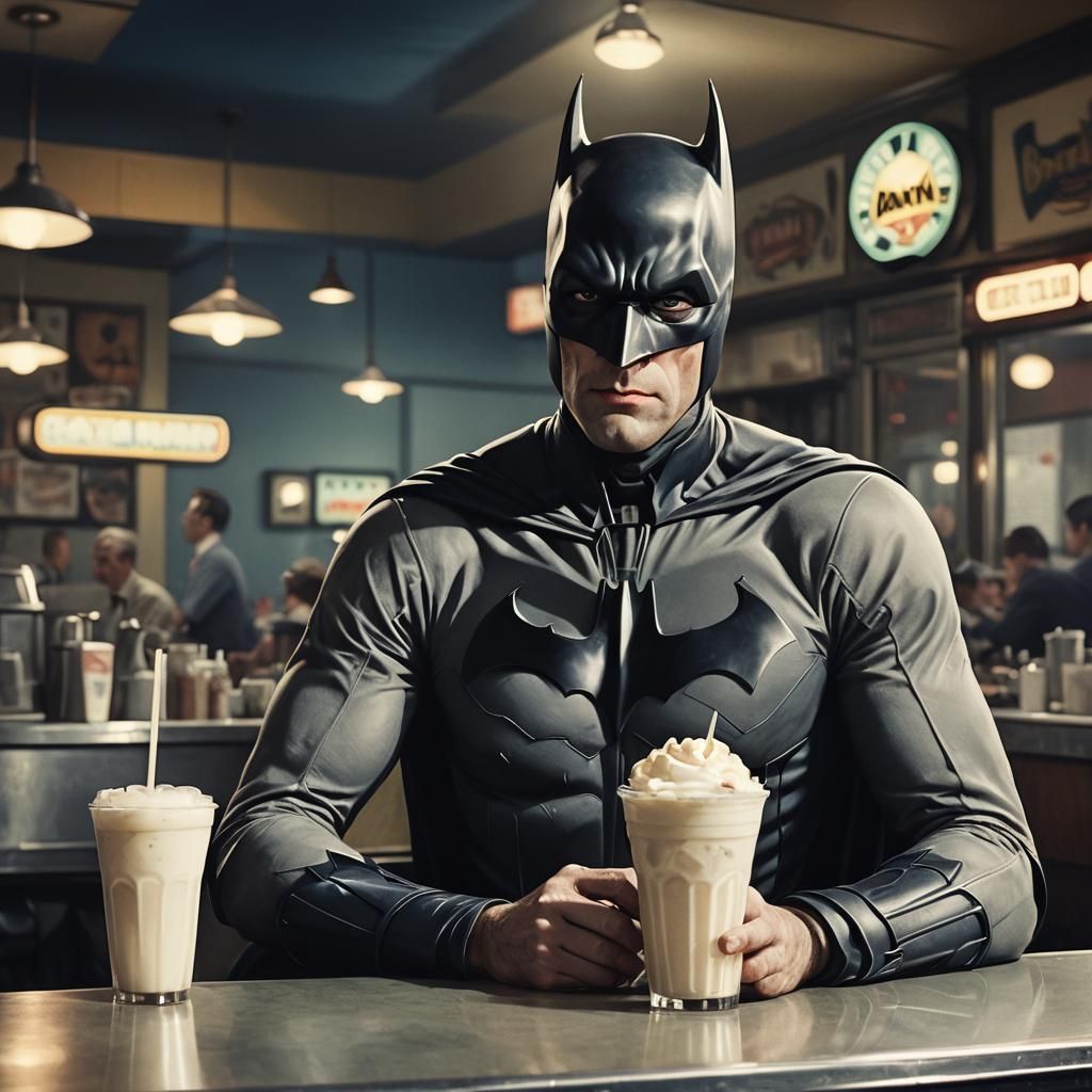 Batman in Diner: Edward Hopper Style