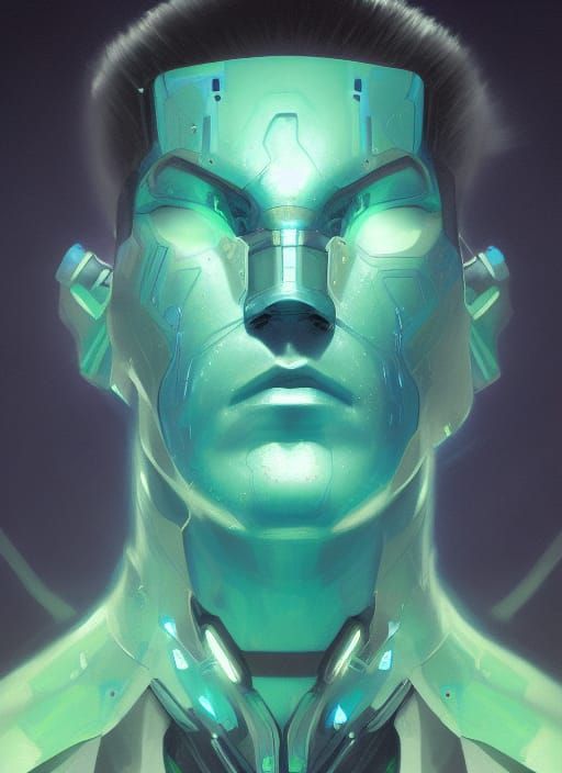 Asian Cyborg Portrait: Hyperdetailed Concept Art