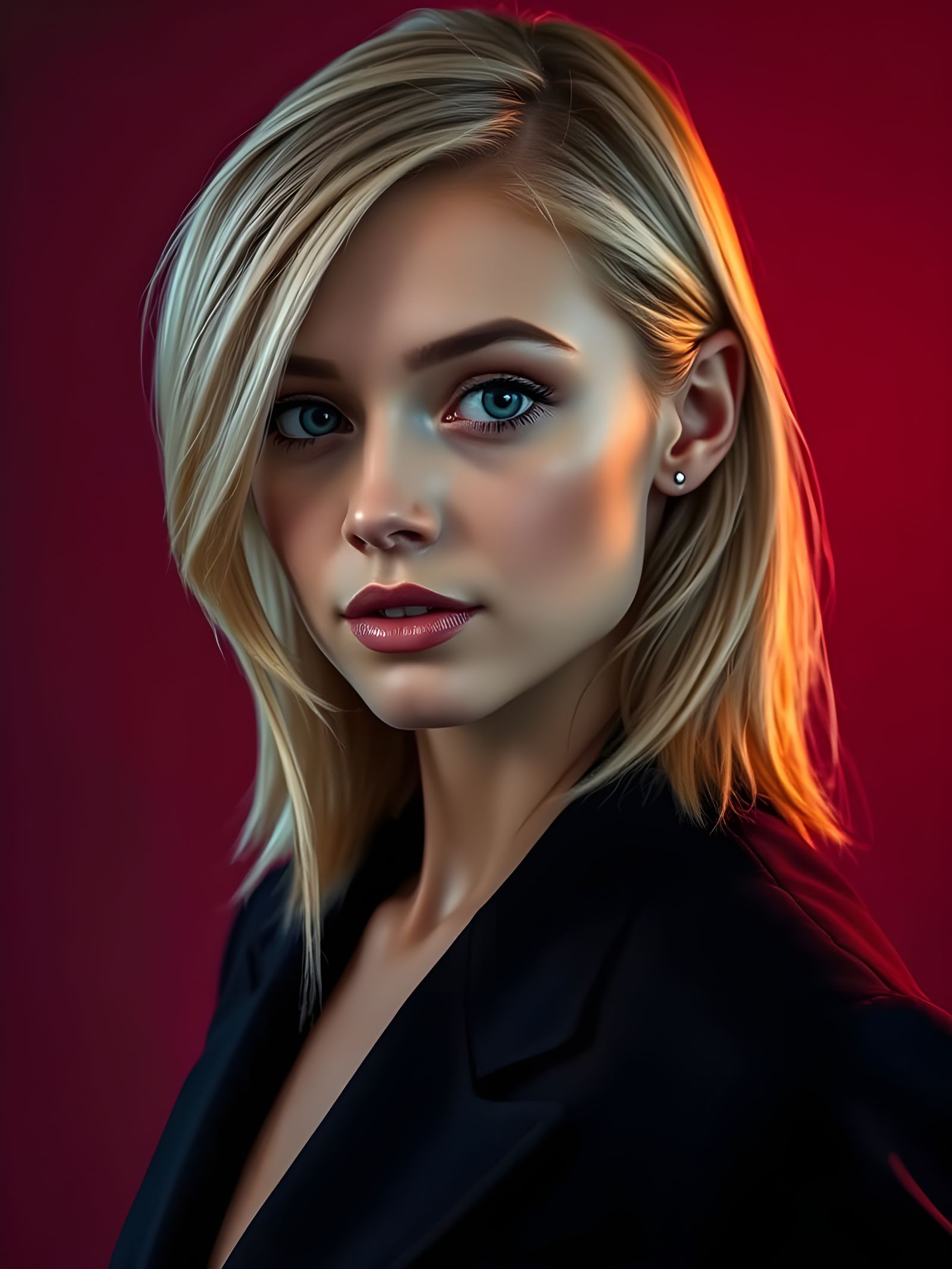 Hyperrealistic Portrait of a Young European Woman