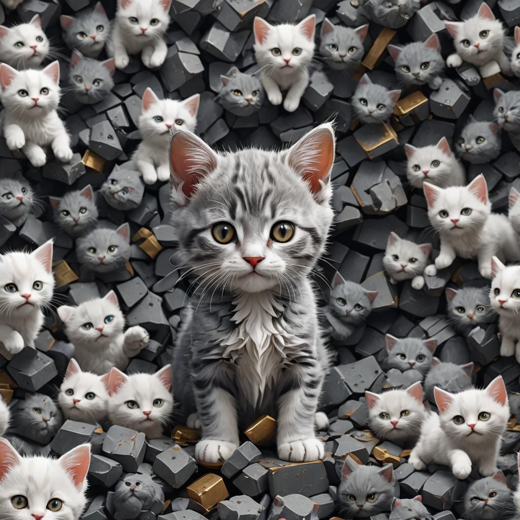 Adorable Kitten Murder Machine, Detailed Fantasy Art