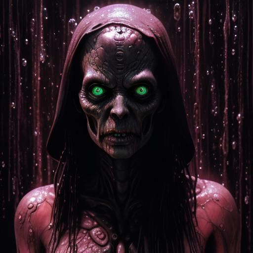 Zombie Face in Bubbles: Abstract Digital Art