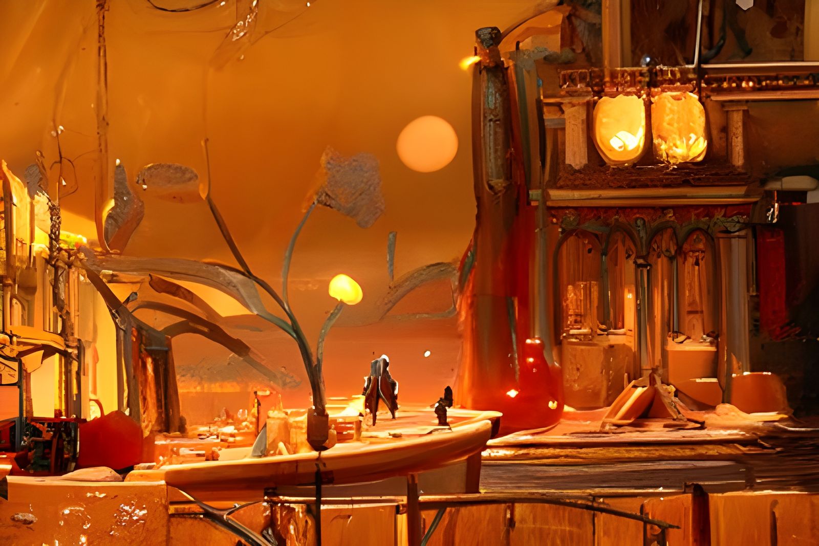 Lively Cityscape Painting in Romanticism Style