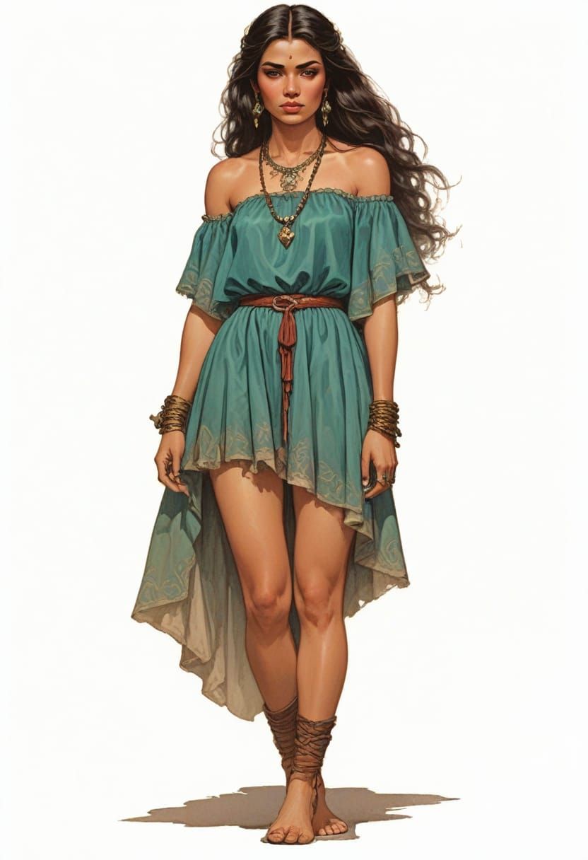 Heroic Fantasy Mexican Lady in Elegant Dress
