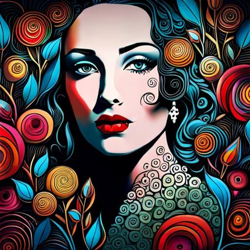 Intricate Floral Fantasy in Mixed Media Style