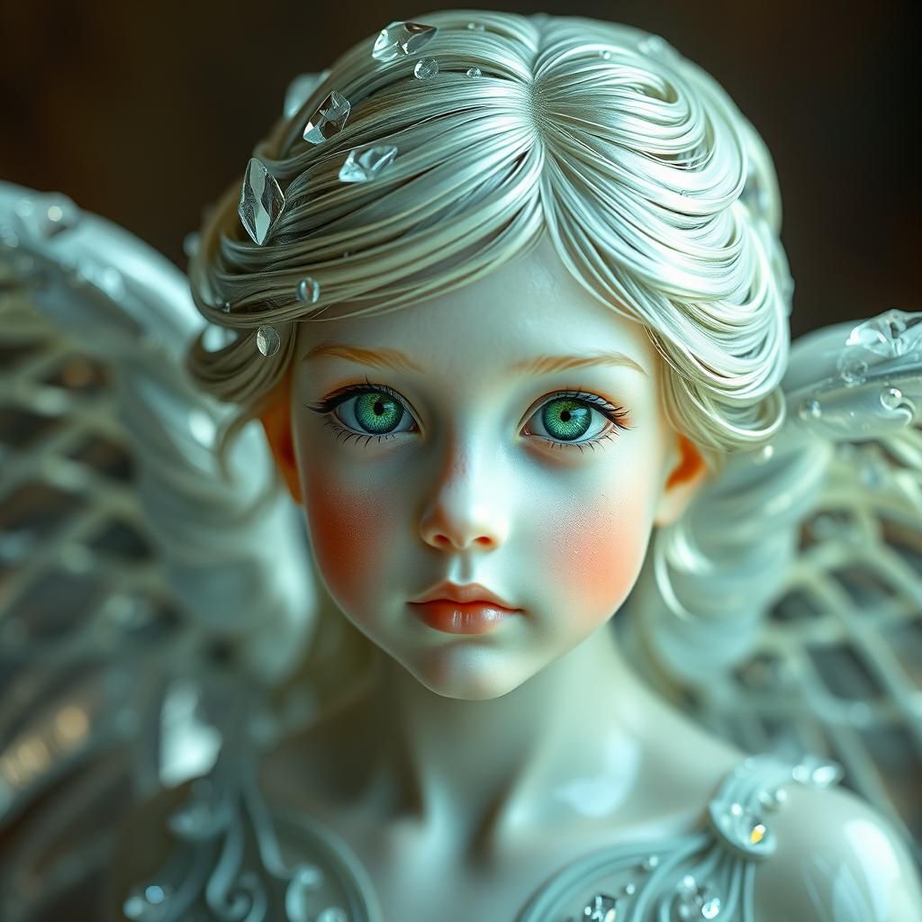 Glass Angel with Perfect Green Eyes