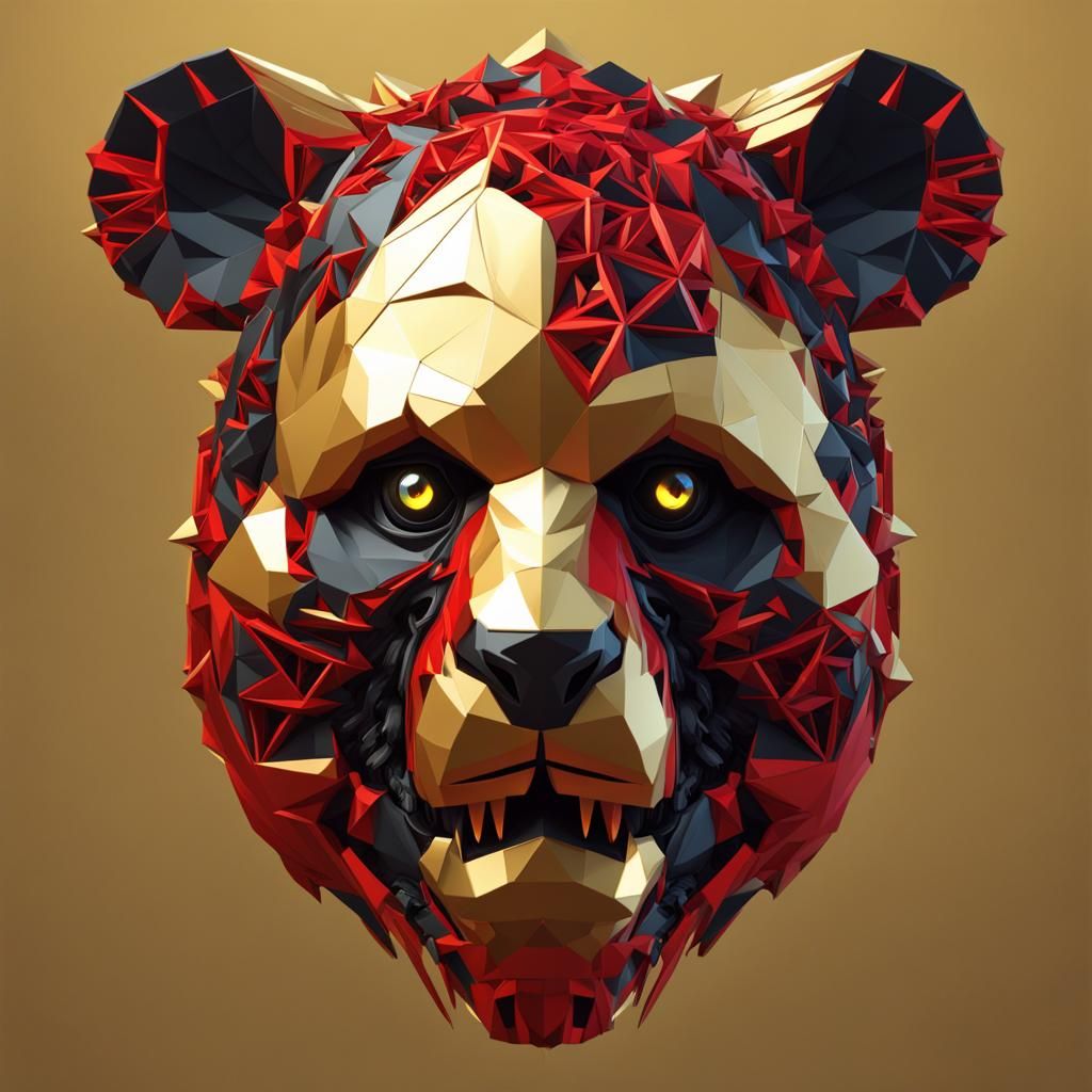 Intricate Low Poly Panda Zombie Portrait