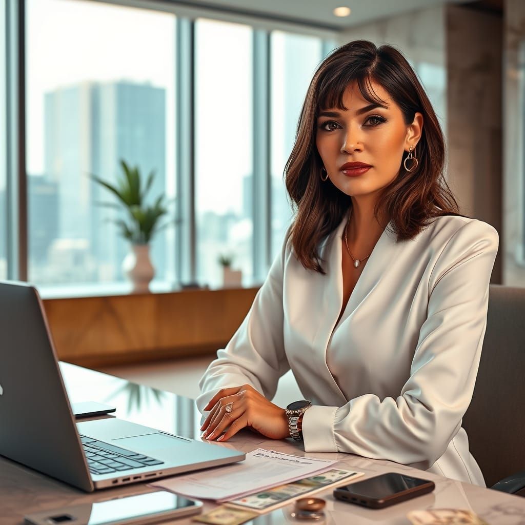 Cinematic Portrait of an Executive Woman in a Luxury Office
