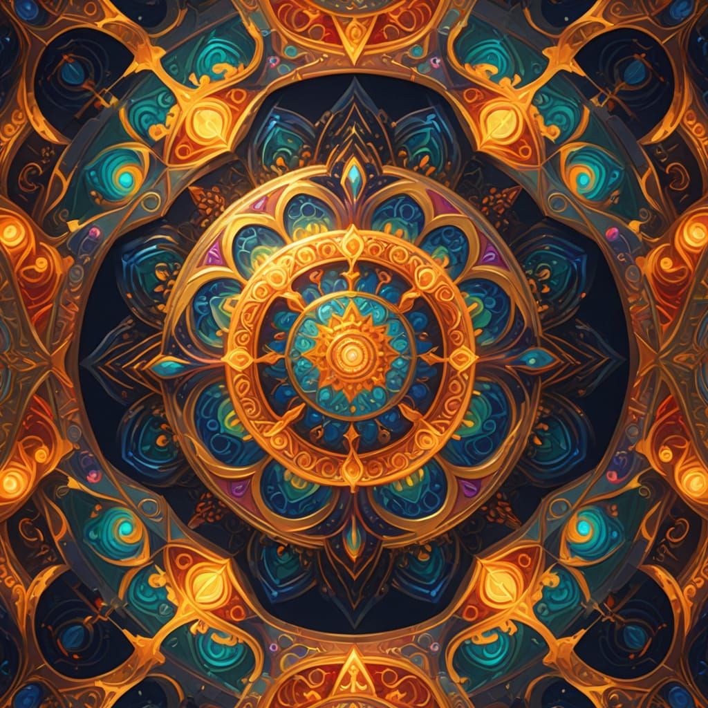 Vibrant Kaleidoscope Oil Painting with Swirling Patterns