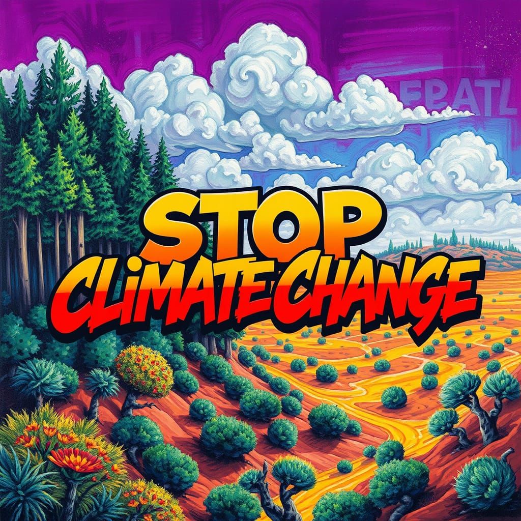 Forest to Desert Transformation: Stop Climate Change Art