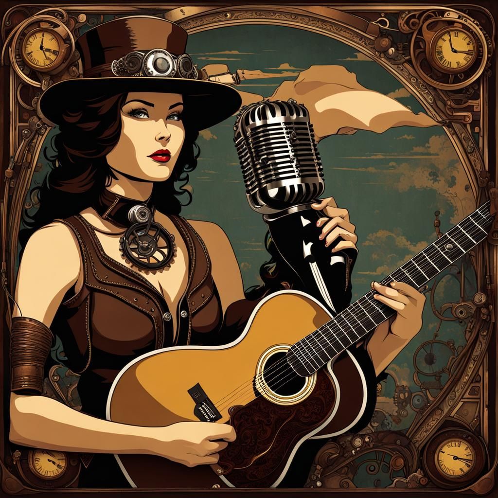 Steampunk Acoustic Music Scene with Engine
