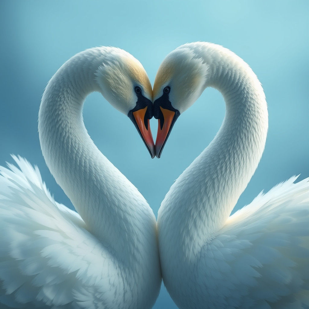 Majestic Swans in Crystal Heart
