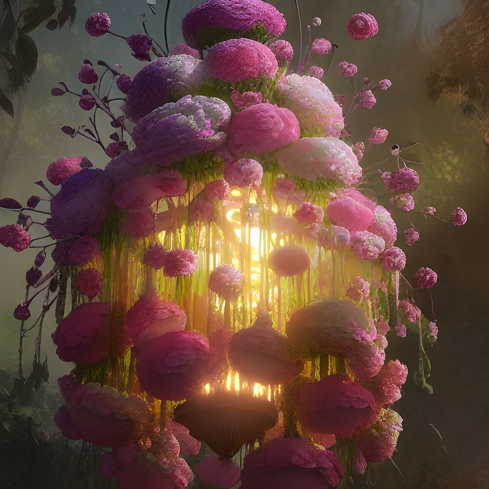 Hyperdetailed Flower Chandelier Fantasy Art in 8k