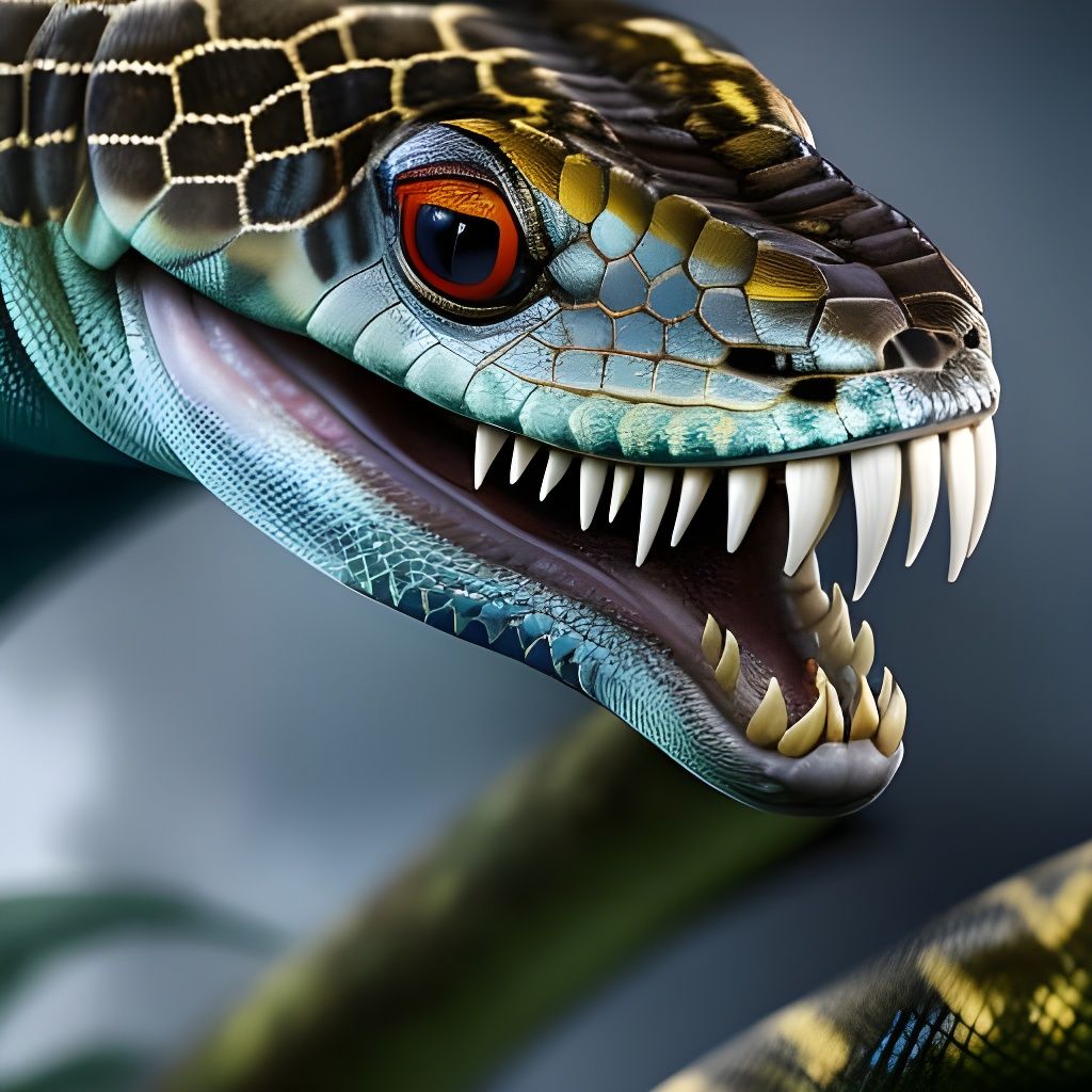 Hyper-Realistic Python Portrait in Post-Apocalyptic Forest