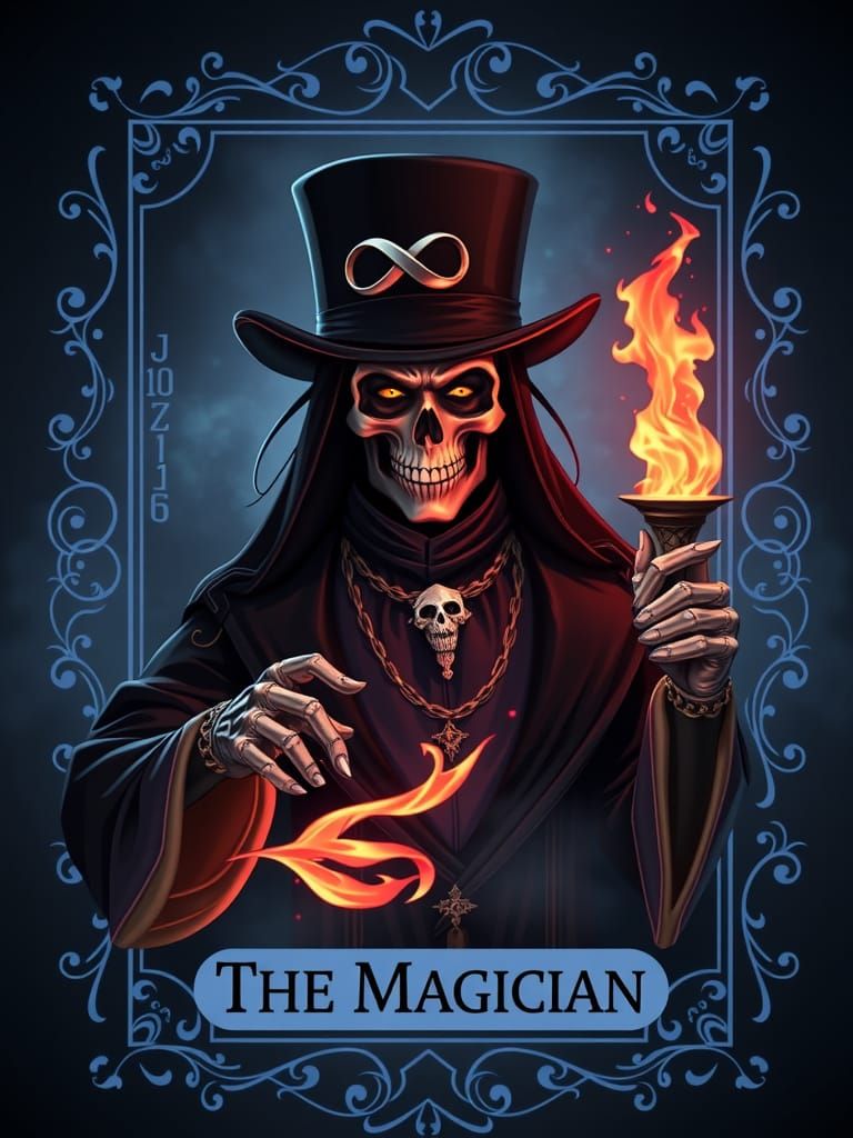 The Magician Tarot Card with Flaming Wand