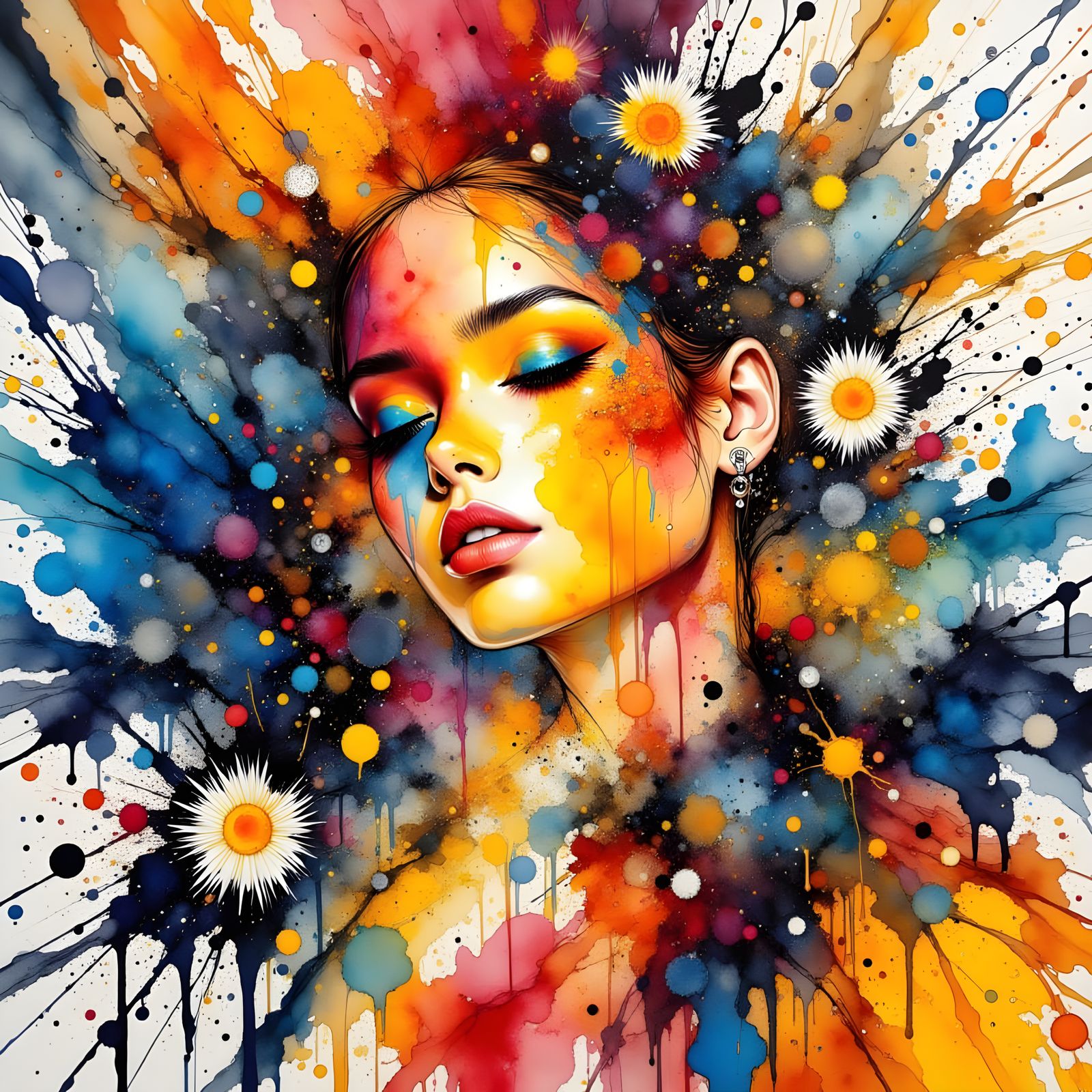 Abstract Ink Splatter Art in Pollock Style