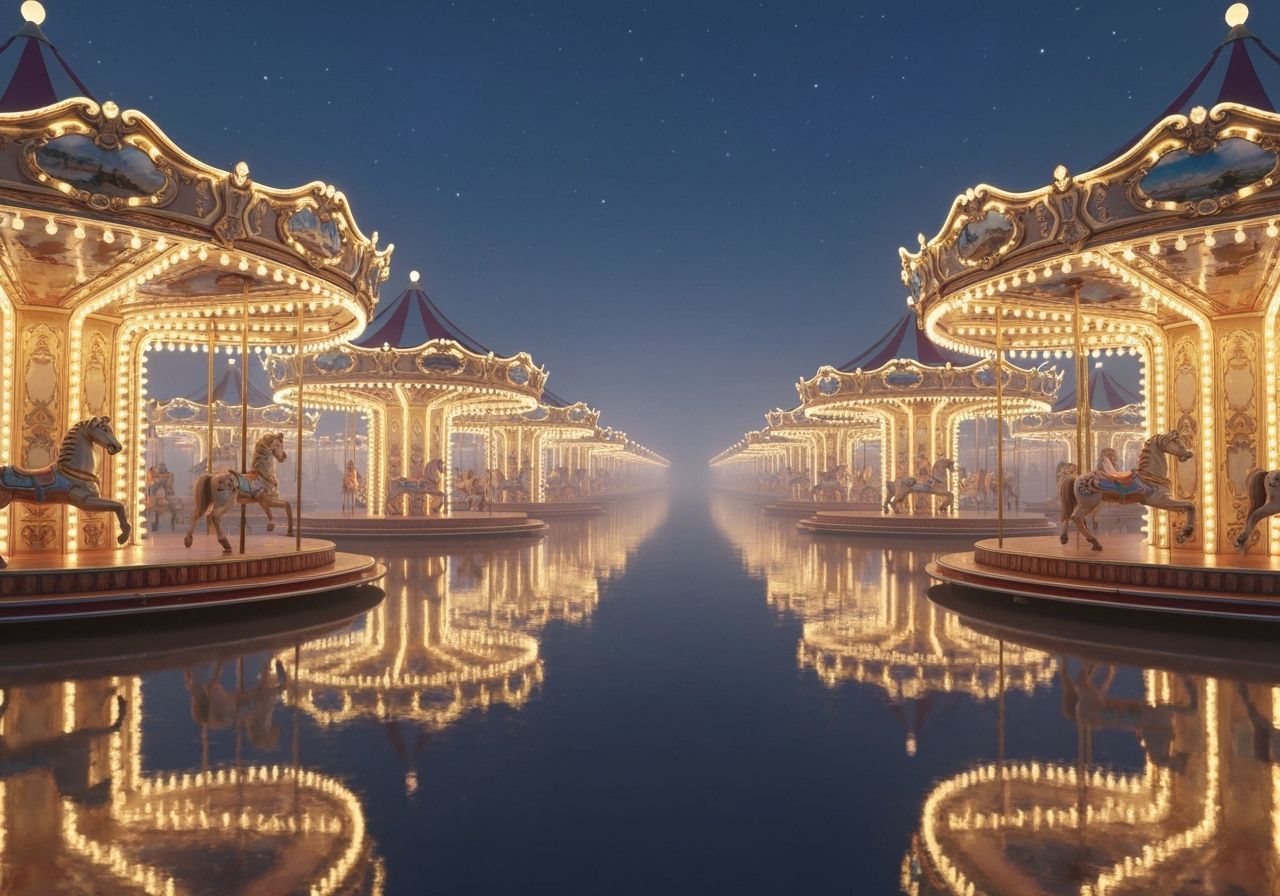 Infinite Cosmic Carousel Under Starry Sky