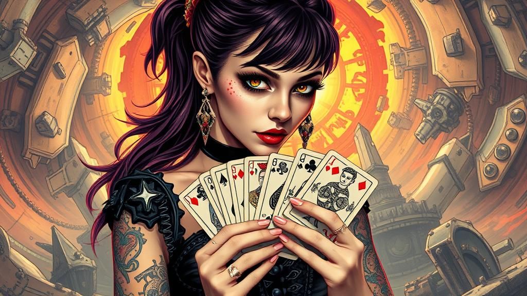 Punk Rock Woman in Apocalyptic Fantasy Landscape