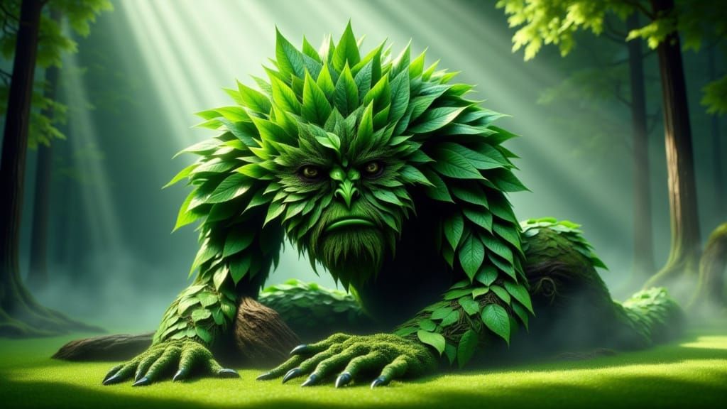 Green Tree Creature in Animated 3D