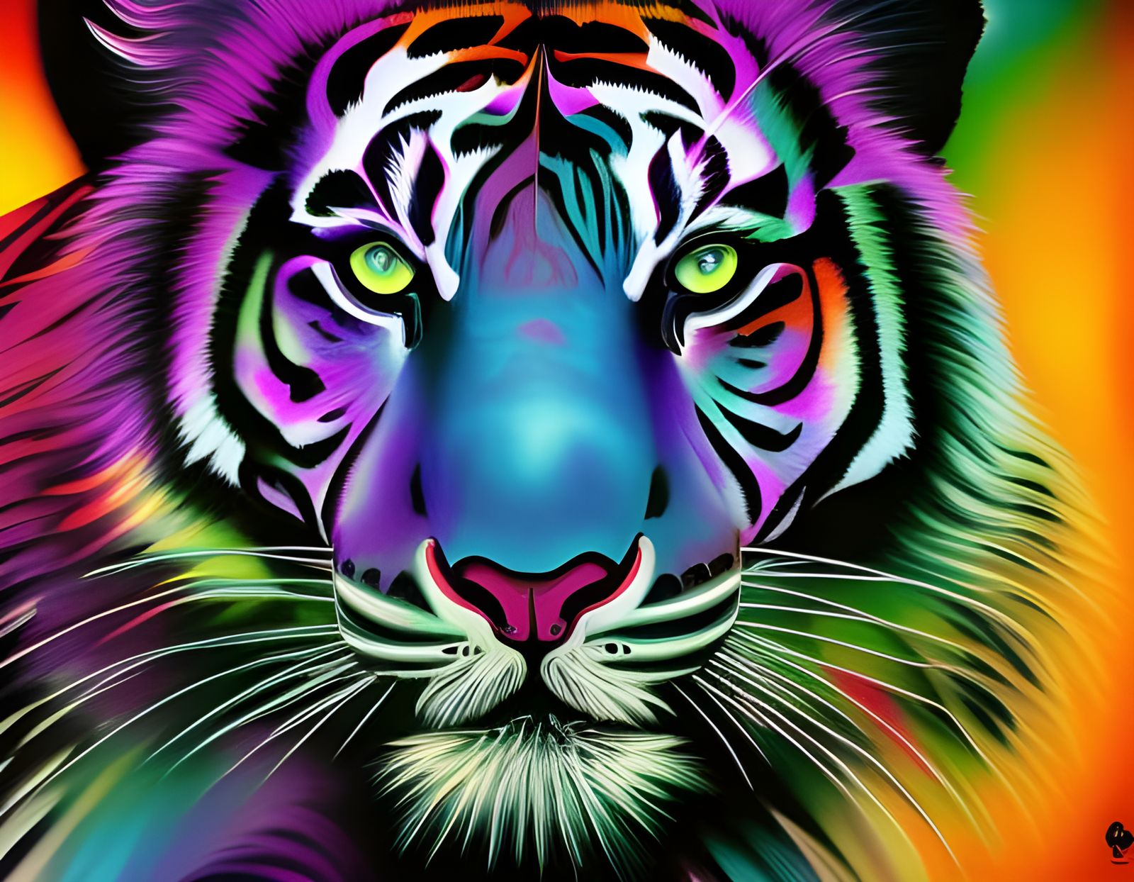Colorful Neon Tiger in Graffiti Art Style