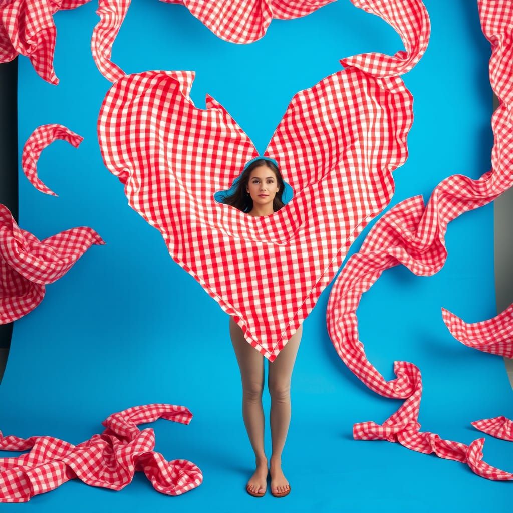 gingham heart art