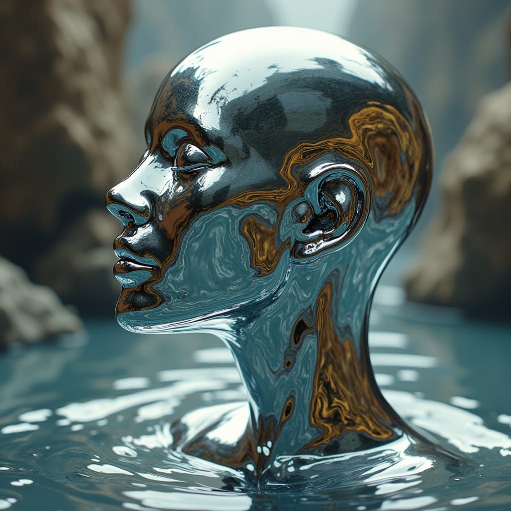 Android Dream State: Liquid Mercury Surrealism