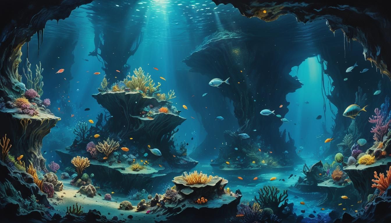 Neon Alien Underwater Abyss in Candy Art Style