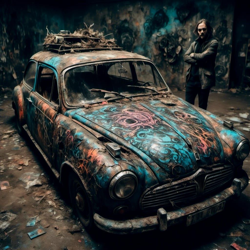 Spectral Macabre Car: Spray Painted Art