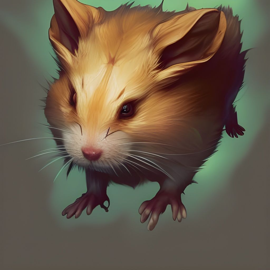 Demonic Hamster Portrait in Hyperdetailed Digital Art Style