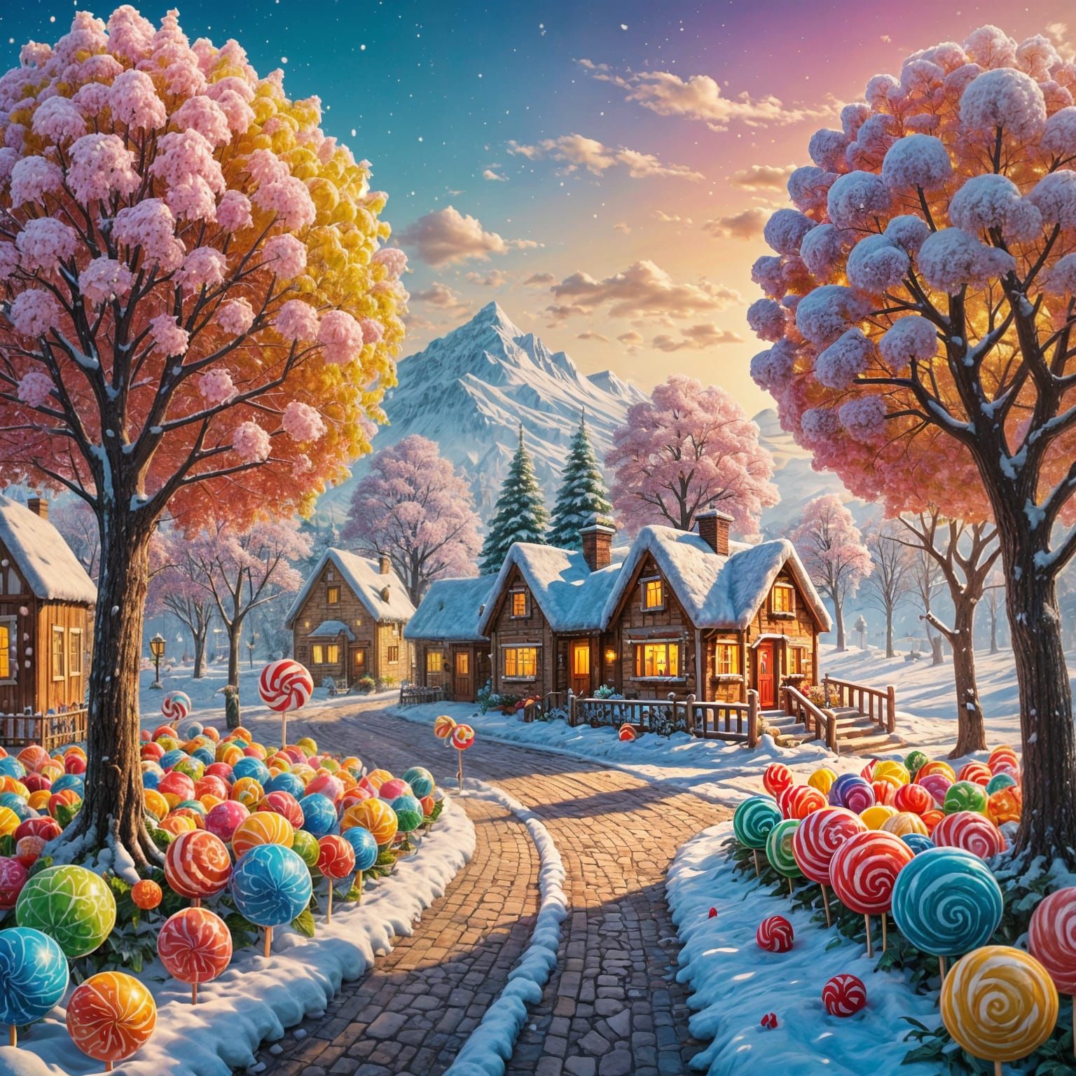 Candy Village in Winter Wonderland Forest