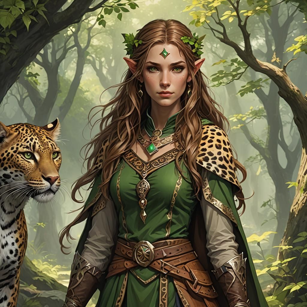 Half Elf Druid with Leopard Companion