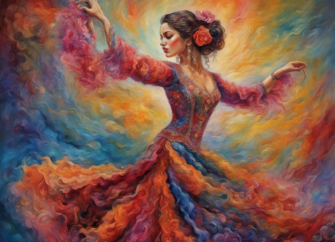 Flamenco Dancer in Vibrant Fantasy Style