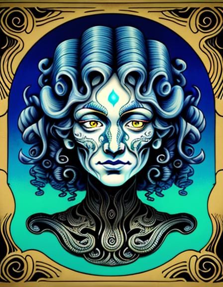 Smoke Woman: Surreal Art Deco Ink Drawing