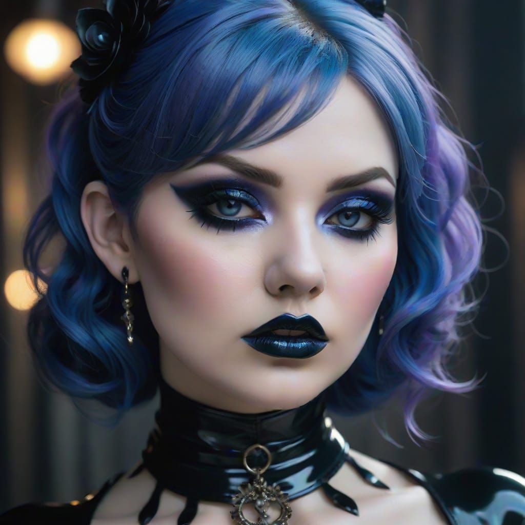 Gothic Lolita Ssbbw Fat Female in Moody Latex Portrait