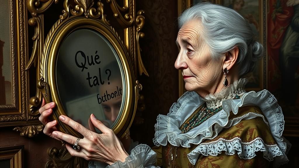Baroque Elderly Woman Gazing into Vanity Mirror