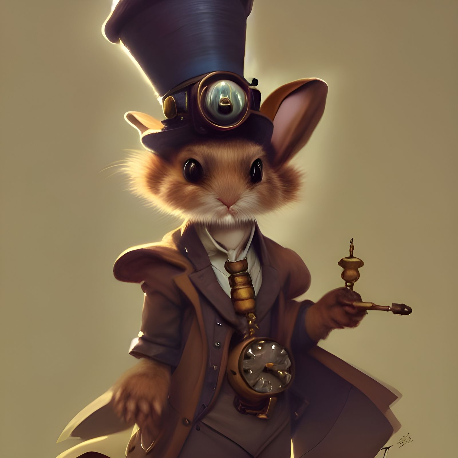 Cute steampunk Bunny with a hat