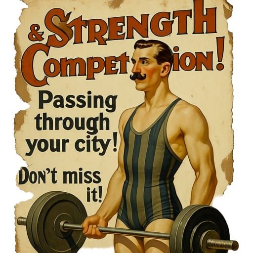 Vintage Strength Competition Poster in Classic Style