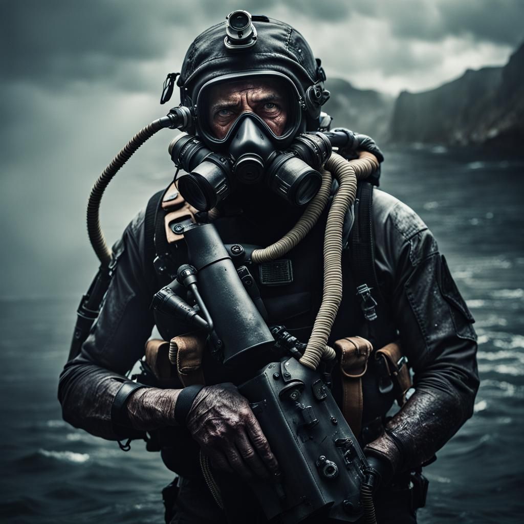 A US Navy Seal in Scuba Gear