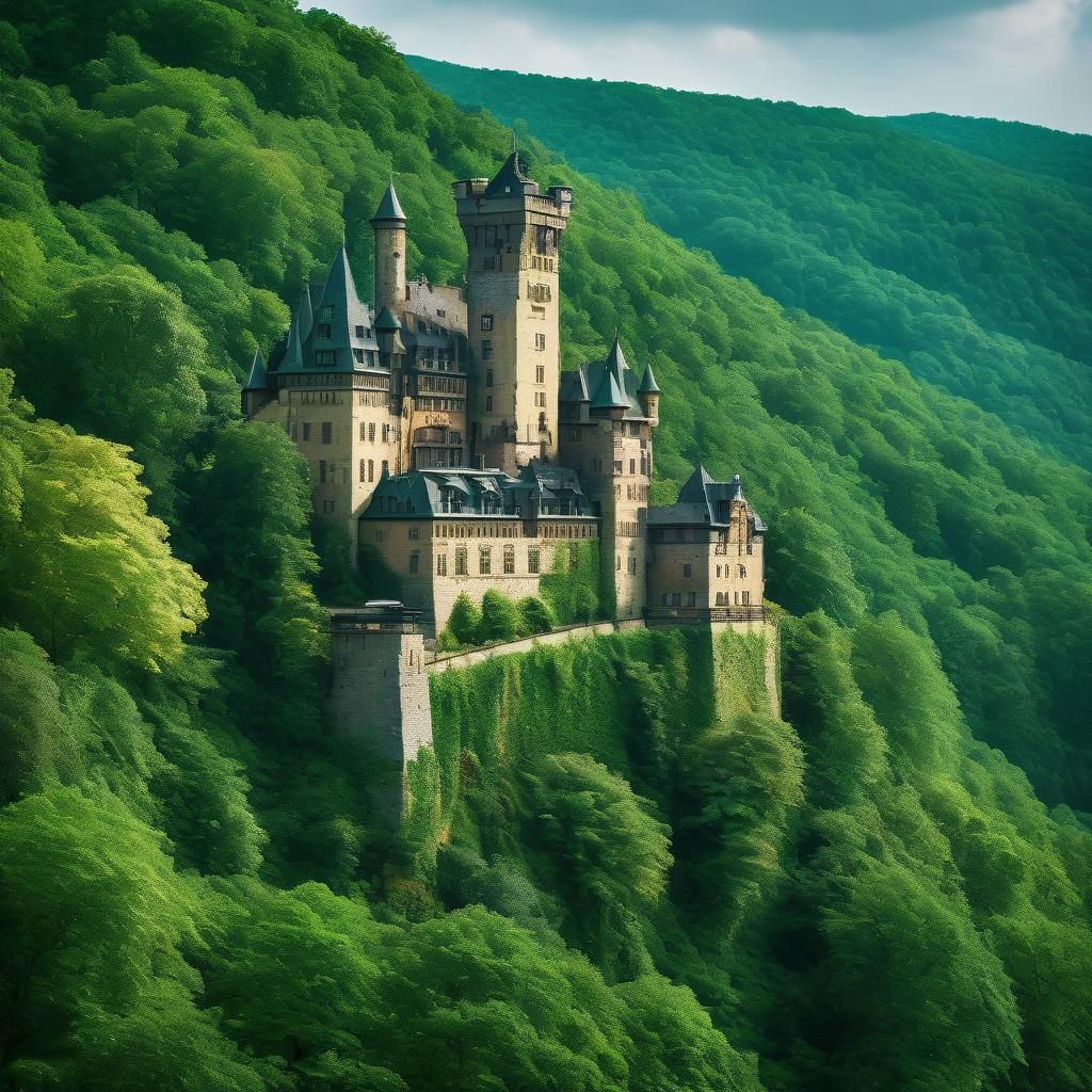 Majestic Kreuzenstein Castle on Hillside, Romantic Landscape