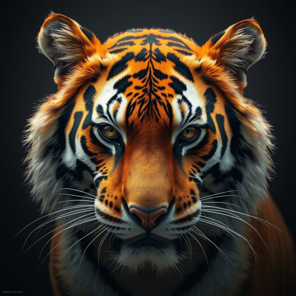 Realistic Tiger Portrait in Hyper-Realistic Style