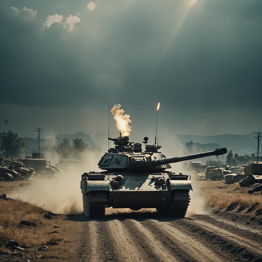 Cinematic Tank Film Still in 35mm Style